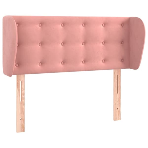 vidaXL sengegavl med kanter 83x23x78/88 cm fløjl lyserød