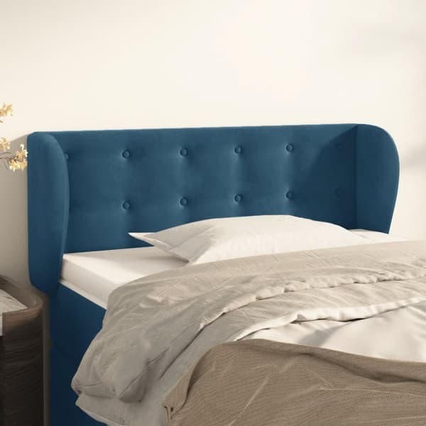 vidaXL sengegavl med kanter 103x23x78/88 cm fløjl mørkeblå