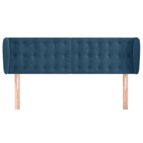 vidaXL sengegavl med kanter 147x23x78/88 cm fløjl mørkeblå