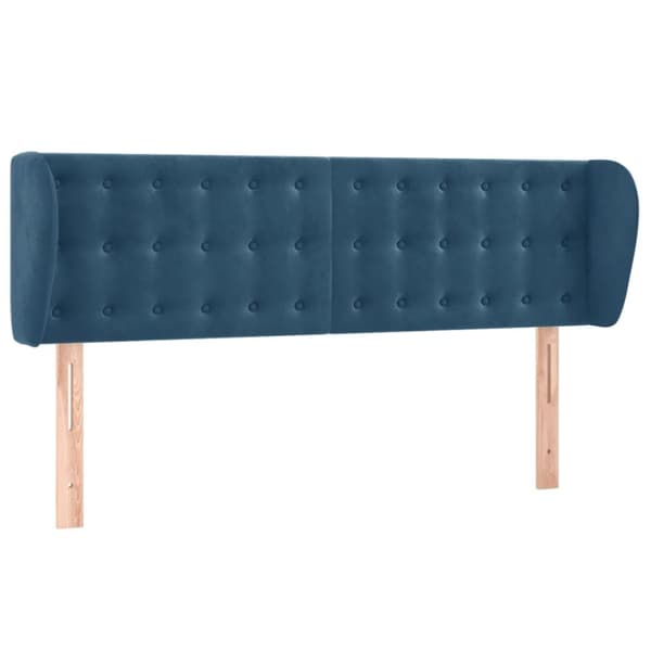 vidaXL sengegavl med kanter 147x23x78/88 cm fløjl mørkeblå