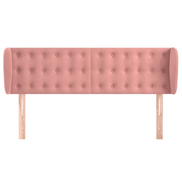 vidaXL sengegavl med kanter 147x23x78/88 cm fløjl lyserød