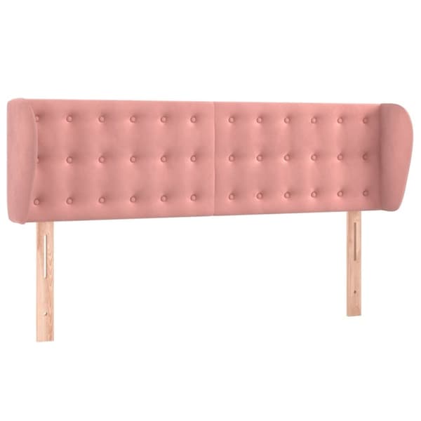 vidaXL sengegavl med kanter 147x23x78/88 cm fløjl lyserød