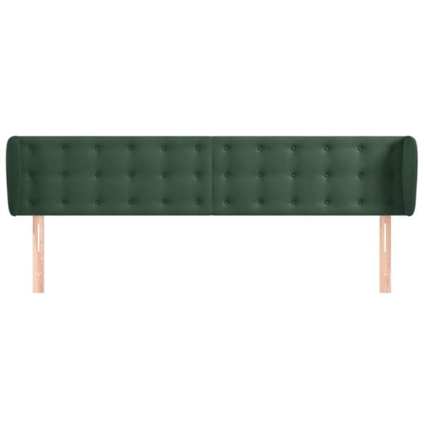 vidaXL sengegavl med kanter 203x23x78/88 cm fløjl mørkegrøn