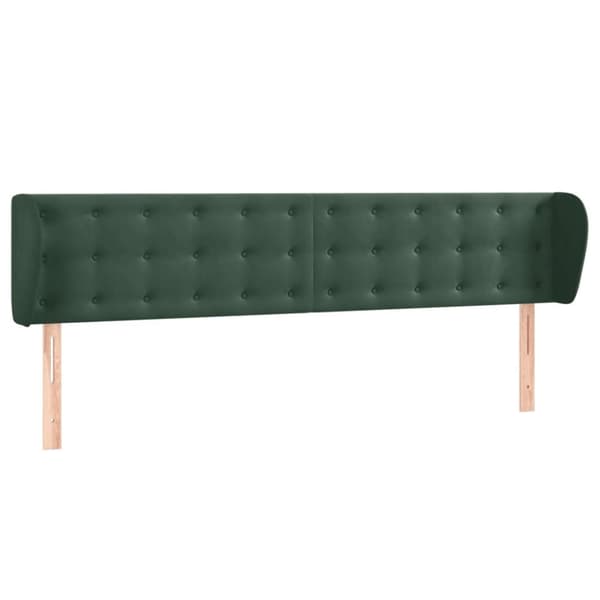 vidaXL sengegavl med kanter 203x23x78/88 cm fløjl mørkegrøn