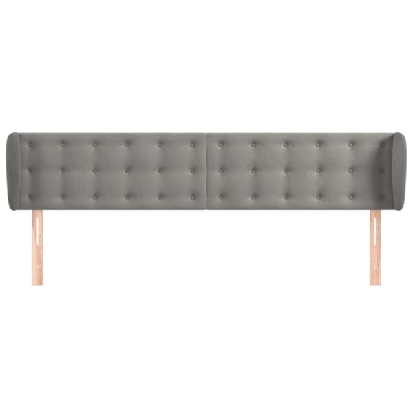 vidaXL sengegavl med kanter 203x23x78/88cm fløjl lysegrå