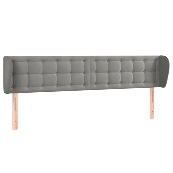 vidaXL sengegavl med kanter 203x23x78/88cm fløjl lysegrå