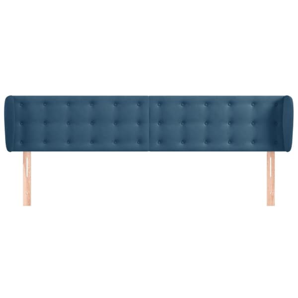 vidaXL sengegavl med kanter 203x23x78/88 cm fløjl mørkeblå