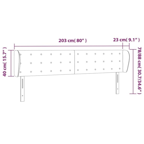 vidaXL sengegavl med kanter 203x23x78/88 cm fløjl mørkeblå