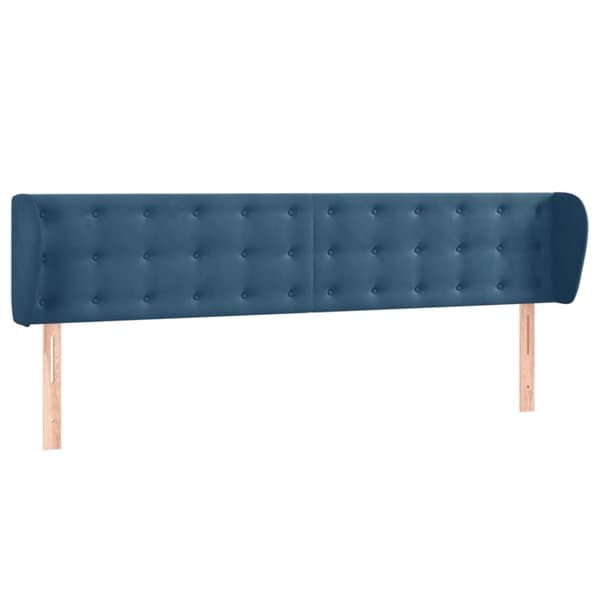 vidaXL sengegavl med kanter 203x23x78/88 cm fløjl mørkeblå