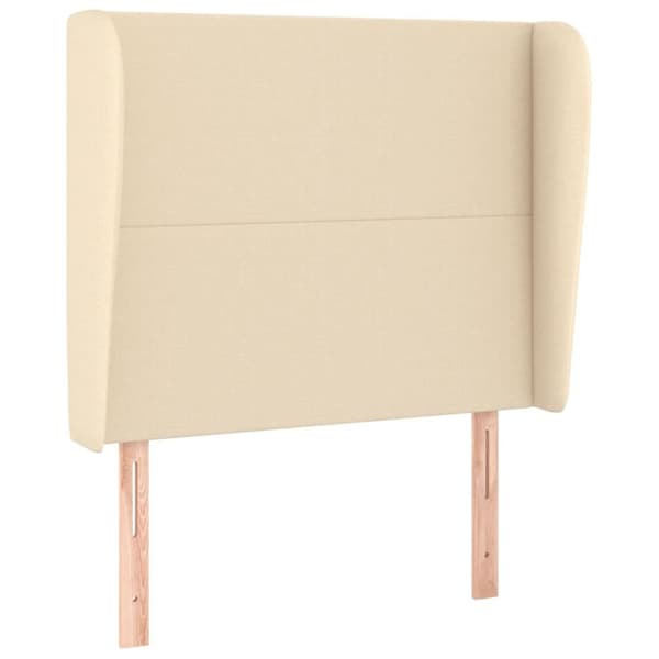 vidaXL sengegavl med kanter 83x23x118/128 cm stof cremefarvet
