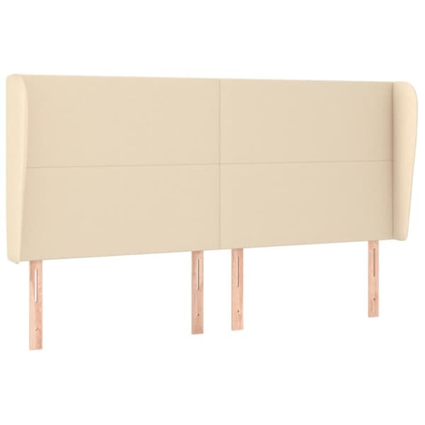 vidaXL sengegavl med kanter 163x23x118/128 cm stof cremefarvet