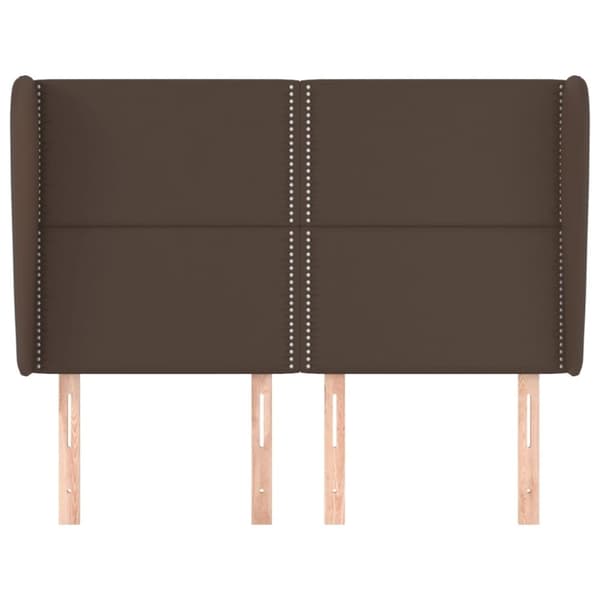 vidaXL sengegavl med kanter 147x23x118/128 cm kunstlæder brun