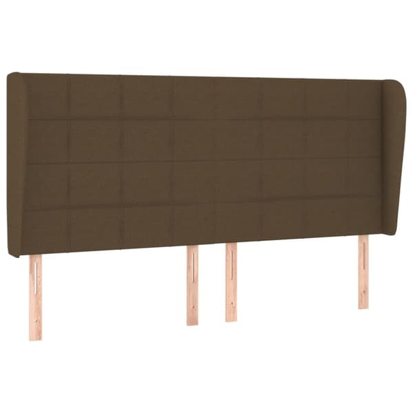 vidaXL sengegavl med kanter 163x23x118/128 cm stof mørkebrun