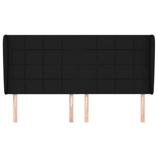 vidaXL sengegavl med kanter 163x23x118/128 cm stof sort