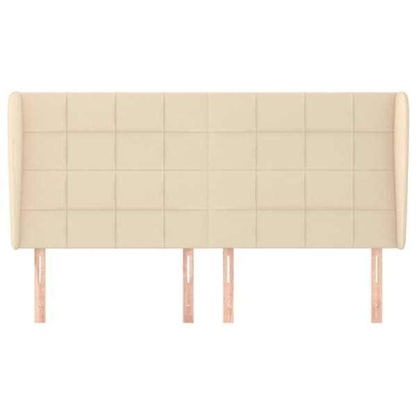 vidaXL sengegavl med kanter 163x23x118/128 cm stof cremefarvet