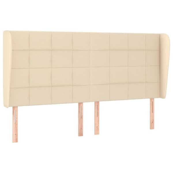 vidaXL sengegavl med kanter 163x23x118/128 cm stof cremefarvet