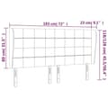 Miniatyrbillede 9 af 9: vidaXL sengegavl med kanter 183x23x118/128 cm stof gråbrun