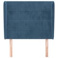 Miniatyrbillede 3 af 9: vidaXL sengegavl med kanter 93x23x118/128 cm fløjl mørkeblå