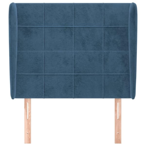 vidaXL Sänggavel med kanter mörkblå 93x23x118/128 cm sammet
