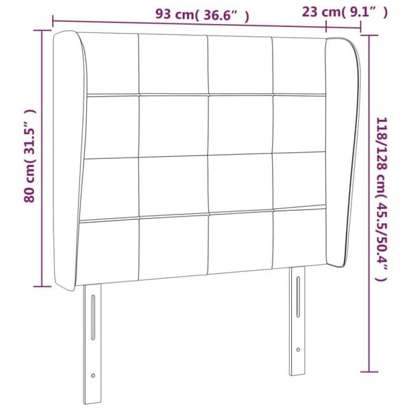 vidaXL Sänggavel med kanter mörkblå 93x23x118/128 cm sammet