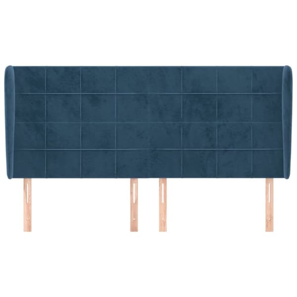 vidaXL sengegavl med kanter 183x23x118/128 cm fløjl mørkeblå