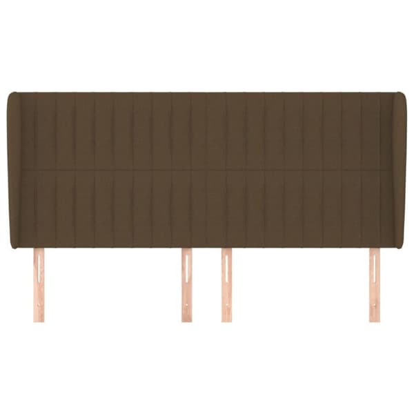 vidaXL sengegavl med kanter 203x23x118/128 cm stof mørkebrun