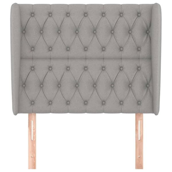 vidaXL sengegavl med kanter 93x23x118/128 cm stof lysegrå