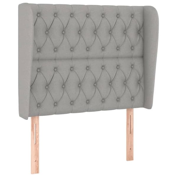 vidaXL sengegavl med kanter 93x23x118/128 cm stof lysegrå