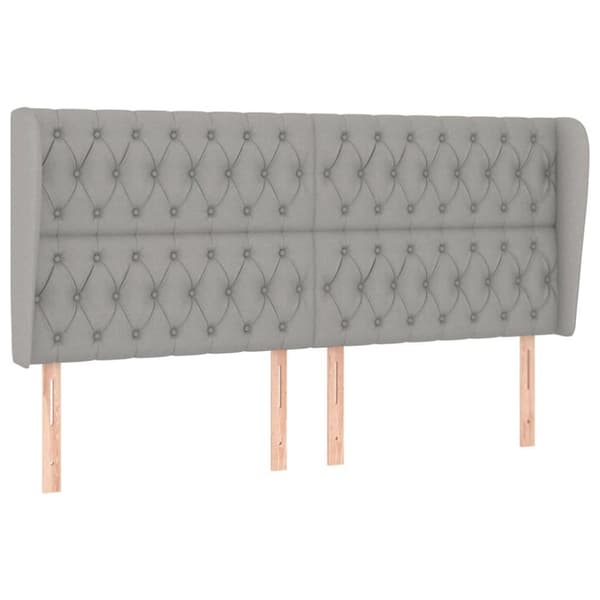 vidaXL sengegavl med kanter 183x23x118/128 cm stof lysegrå