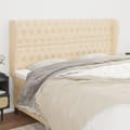 Miniatyrbillede 2 af 9: vidaXL sengegavl med kanter 203x23x118/128 cm stof cremefarvet