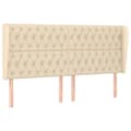 Miniatyrbillede 1 af 9: vidaXL sengegavl med kanter 203x23x118/128 cm stof cremefarvet