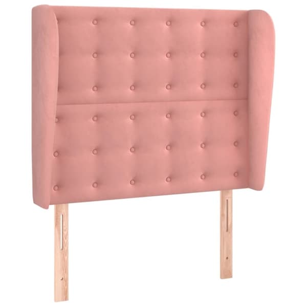 vidaXL sengegavl med kanter 83x23x118/128 cm fløjl pink