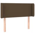 Miniatyrbillede 2 af 9: vidaXL sengegavl med kanter 83x16x78/128 cm stof mørkebrun