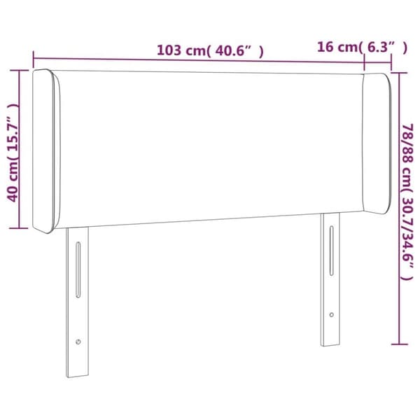 vidaXL sengegavl med kanter 103x16x78/88 cm stof sort