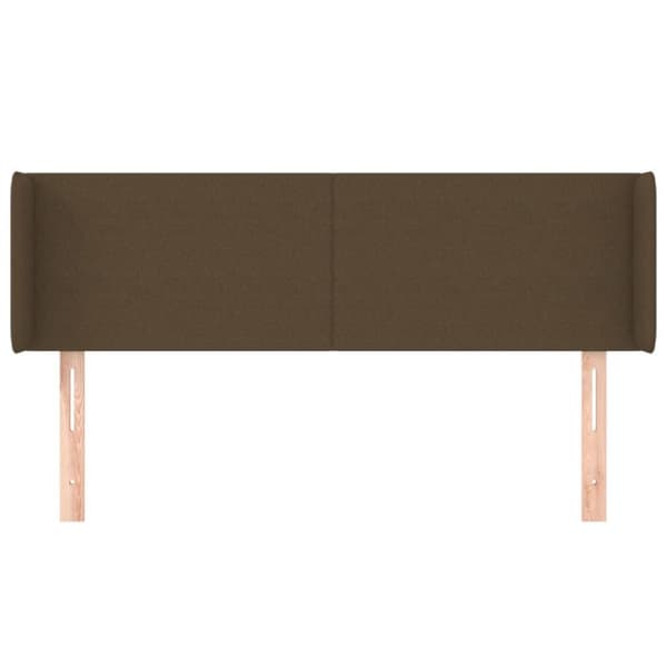 vidaXL sengegavl med kanter 147x16x78/88 cm stof mørkebrun
