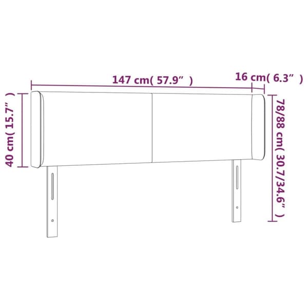 vidaXL sengegavl med kanter 147x16x78/88 cm stof sort