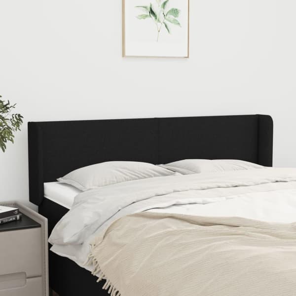 vidaXL sengegavl med kanter 147x16x78/88 cm stof sort