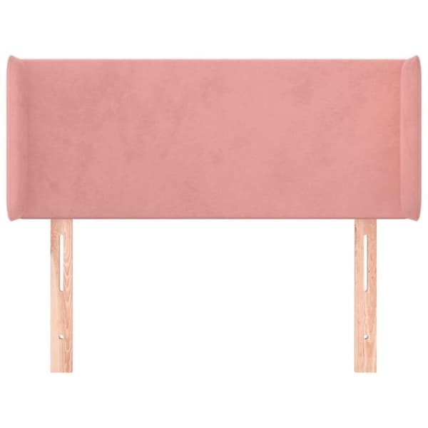 vidaXL sengegavl med kanter 83x16x78/88 cm fløjl lyserød
