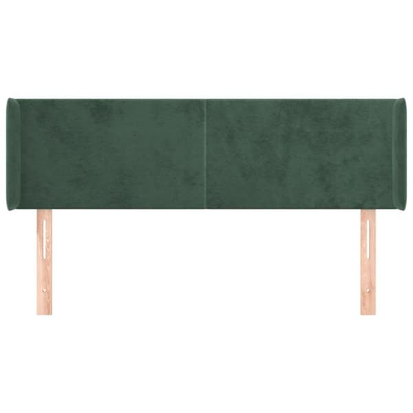 vidaXL sengegavl med kanter 147x16x78/88 cm fløjl mørkegrøn