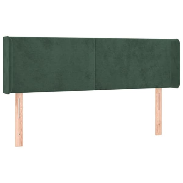 vidaXL sengegavl med kanter 147x16x78/88 cm fløjl mørkegrøn