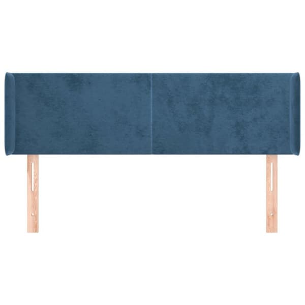 vidaXL sengegavl med kanter 147x16x78/88 cm fløjl mørkeblå