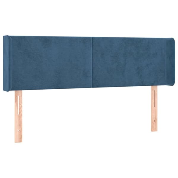vidaXL sengegavl med kanter 147x16x78/88 cm fløjl mørkeblå