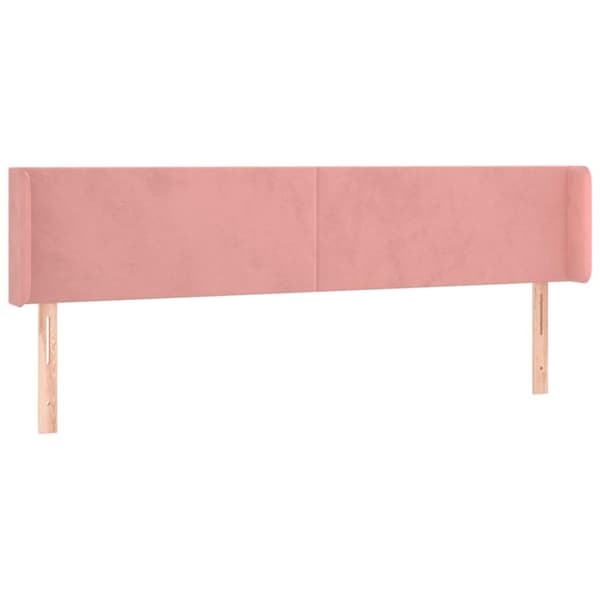 vidaXL sengegavl med kanter 183x16x78/88 cm fløjl lyserød