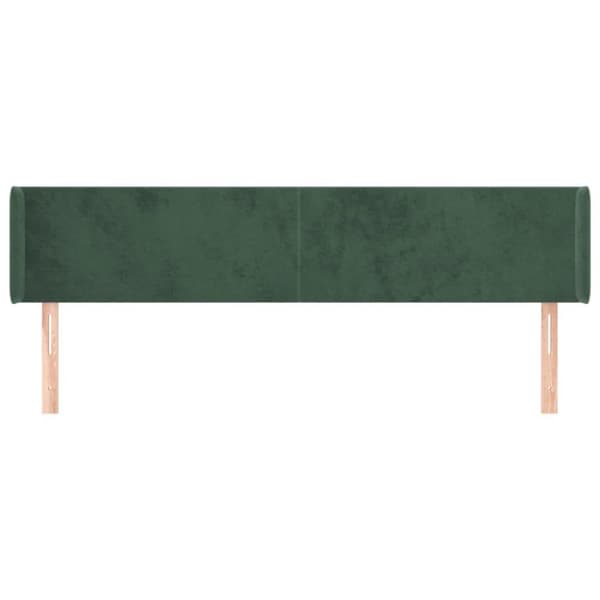 vidaXL sengegavl med kanter 163x16x78/88 cm fløjl mørkegrøn