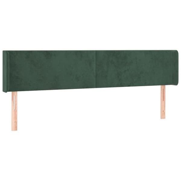 vidaXL sengegavl med kanter 163x16x78/88 cm fløjl mørkegrøn