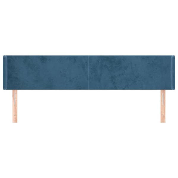 vidaXL sengegavl med kanter 203x16x78/88 cm fløjl mørkeblå
