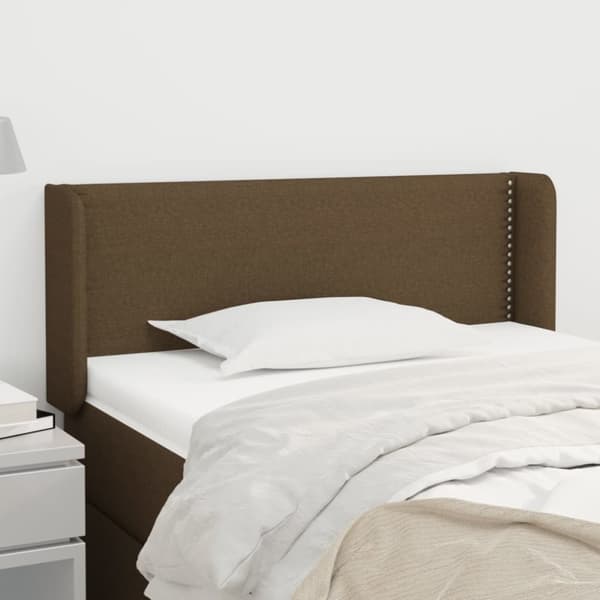 vidaXL sengegavl med kanter 93x16x78/88 cm stof mørkebrun