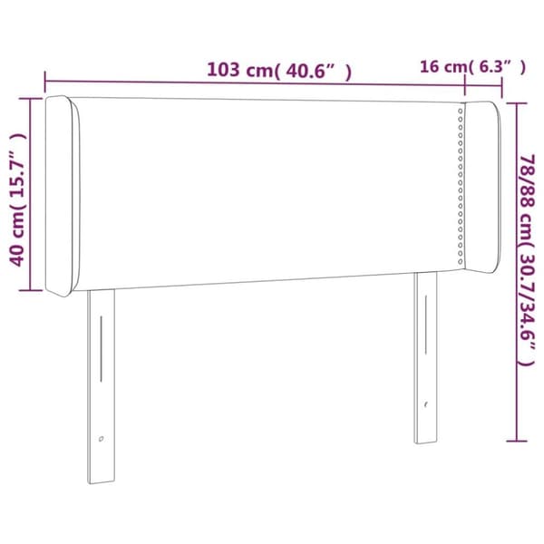 vidaXL sengegavl med kanter 103x16x78/88 cm stof sort