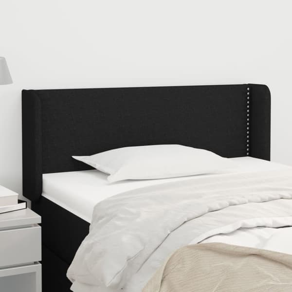 vidaXL sengegavl med kanter 103x16x78/88 cm stof sort
