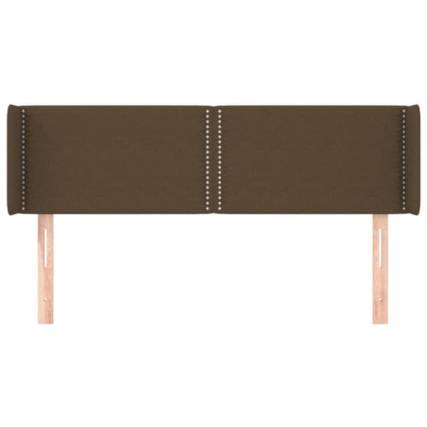 vidaXL sengegavl med kanter 147x16x78/88 cm stof mørkebrun